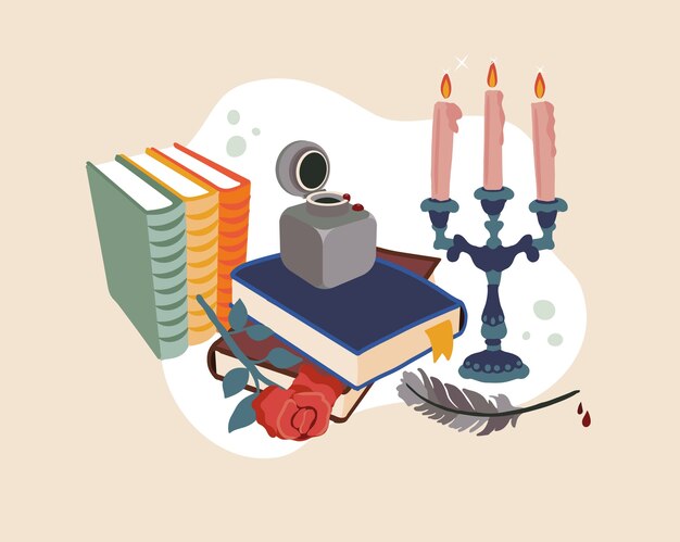 Ilustración de poesía de diseño plano dibujado a mano