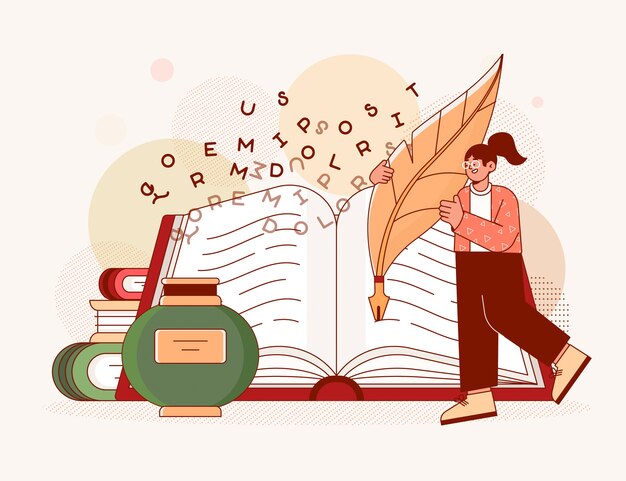 Ilustración de poesía de diseño plano dibujado a mano