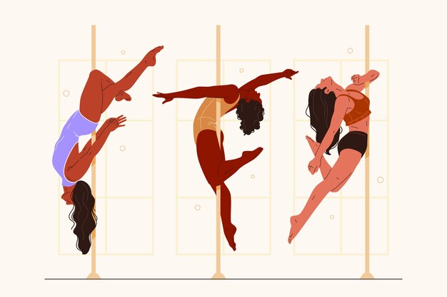 Ilustración de pole dance dibujada a mano