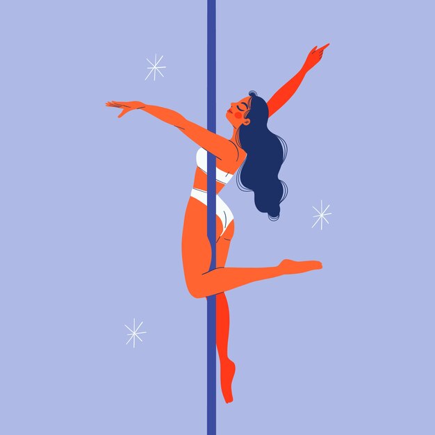 Ilustración de pole dance dibujada a mano