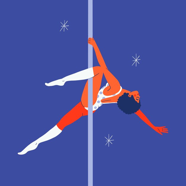 Ilustración de pole dance dibujada a mano