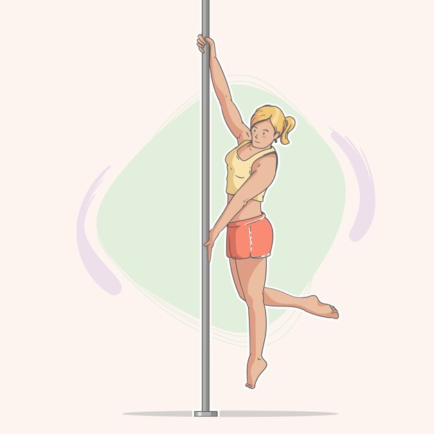 Ilustración de pole dance dibujada a mano
