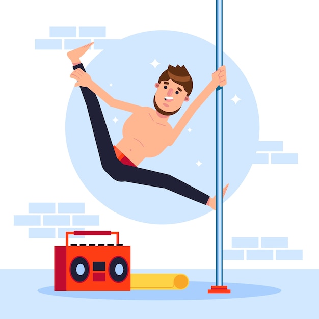 Vector gratuito ilustración de pole dance de diseño plano