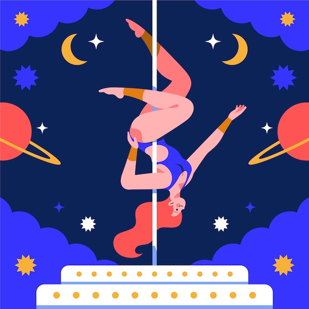 Vector gratuito ilustración de pole dance de diseño plano