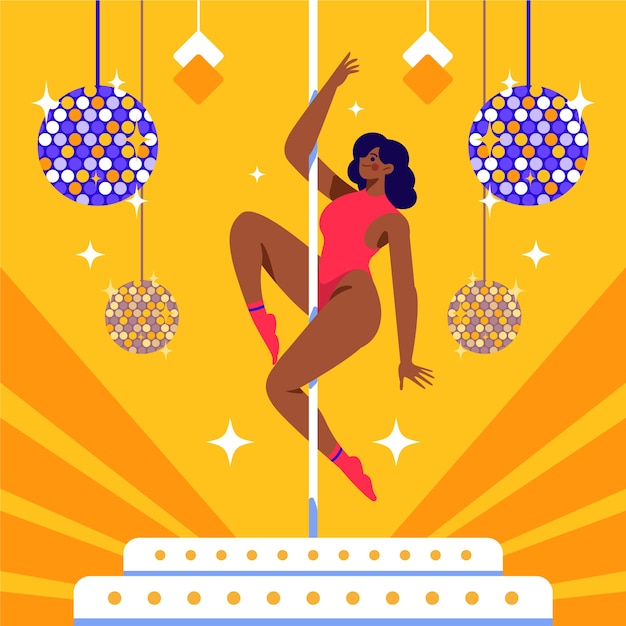 Vector gratuito ilustración de pole dance de diseño plano