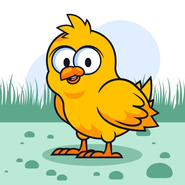 Ilustración de pollito de dibujos animados dibujados a mano