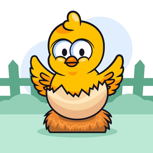 Ilustración de pollito de dibujos animados dibujados a mano