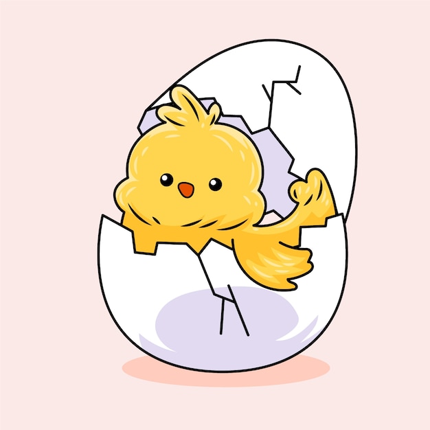 Ilustración de pollito de dibujos animados dibujados a mano