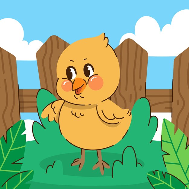 Ilustración de pollito de dibujos animados dibujados a mano