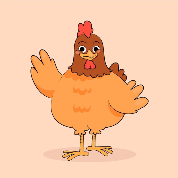 Ilustración de pollo de dibujos animados dibujados a mano