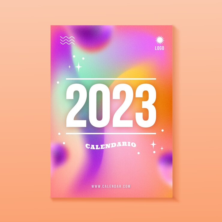 Vector gratuito ilustración de portada de calendario degradado 2023