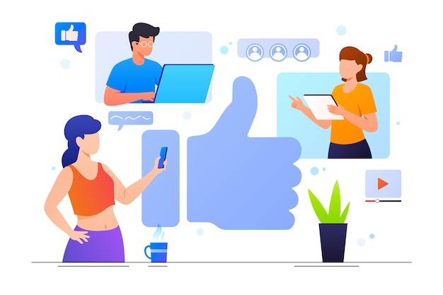 Ilustración de portada de grupo de redes sociales degradado