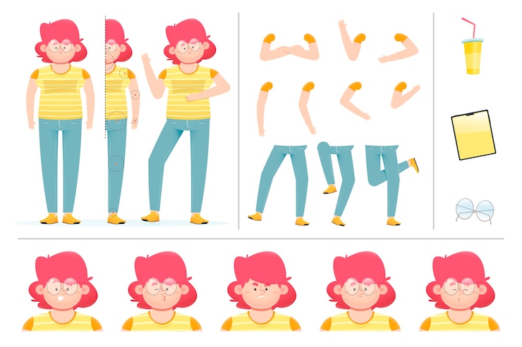 Vector gratuito ilustración de poses de personaje