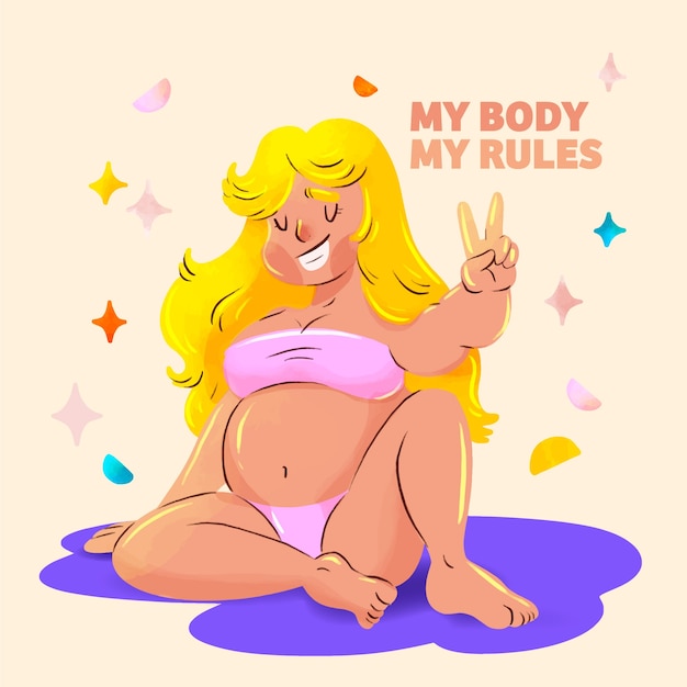 Ilustración positiva del cuerpo de acuarela