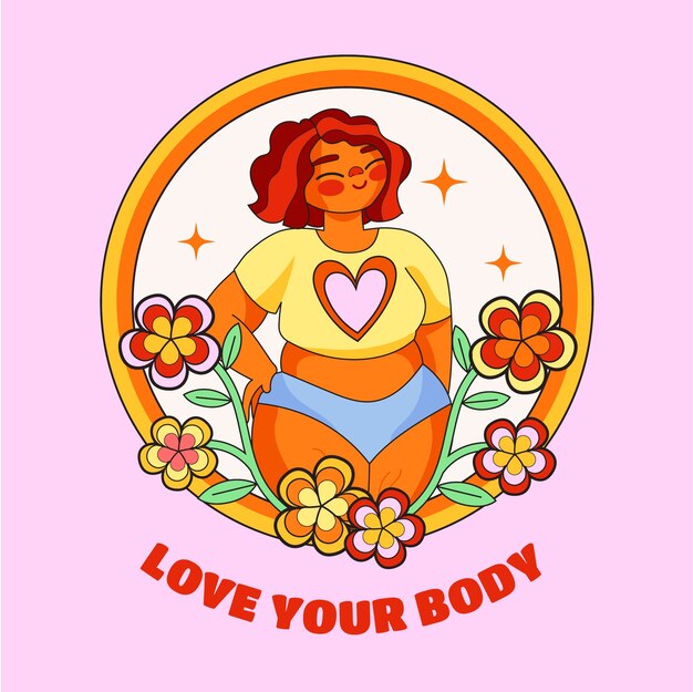 Ilustración positiva del cuerpo dibujado a mano