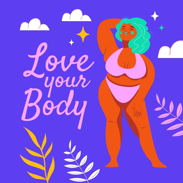 Vector gratuito ilustración positiva del cuerpo dibujado a mano