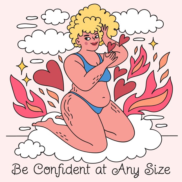 Ilustración positiva del cuerpo dibujado a mano