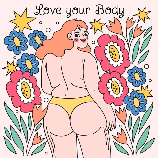 Ilustración positiva del cuerpo dibujado a mano