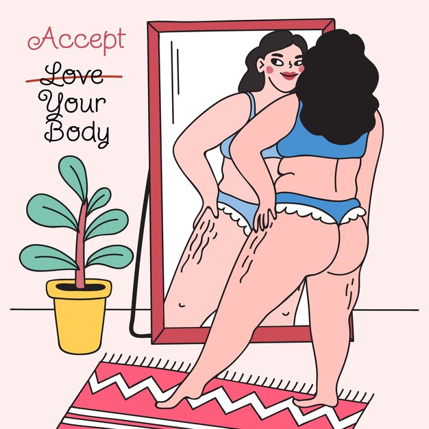 Ilustración positiva del cuerpo dibujado a mano