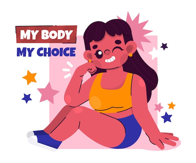 Vector gratuito ilustración positiva del cuerpo dibujado a mano