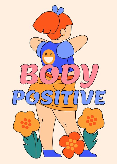 Ilustración positiva del cuerpo de diseño plano