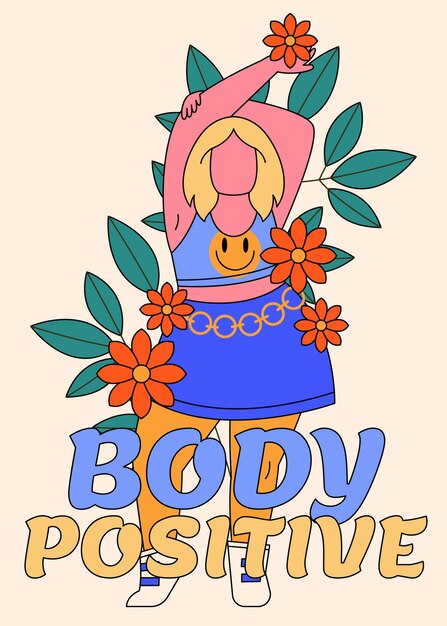 Ilustración positiva del cuerpo de diseño plano