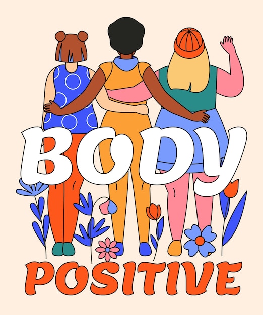 Ilustración positiva del cuerpo de diseño plano