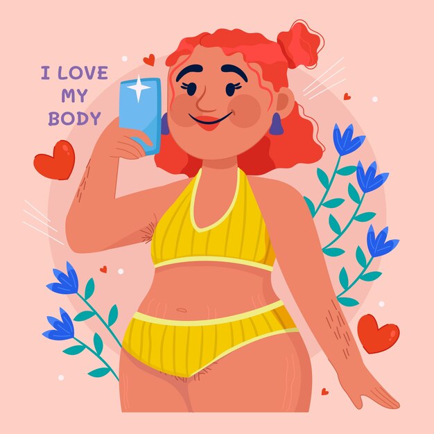 Ilustración positiva del cuerpo de diseño plano