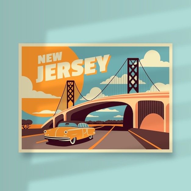 Vector gratuito ilustración de postal de nueva jersey