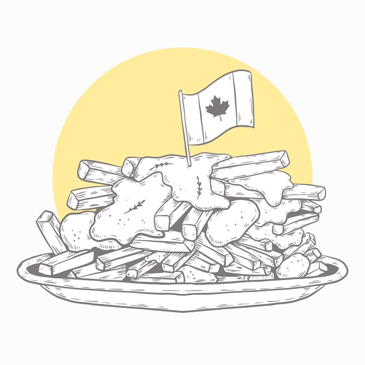 Vector gratuito ilustración de poutine dibujado a mano