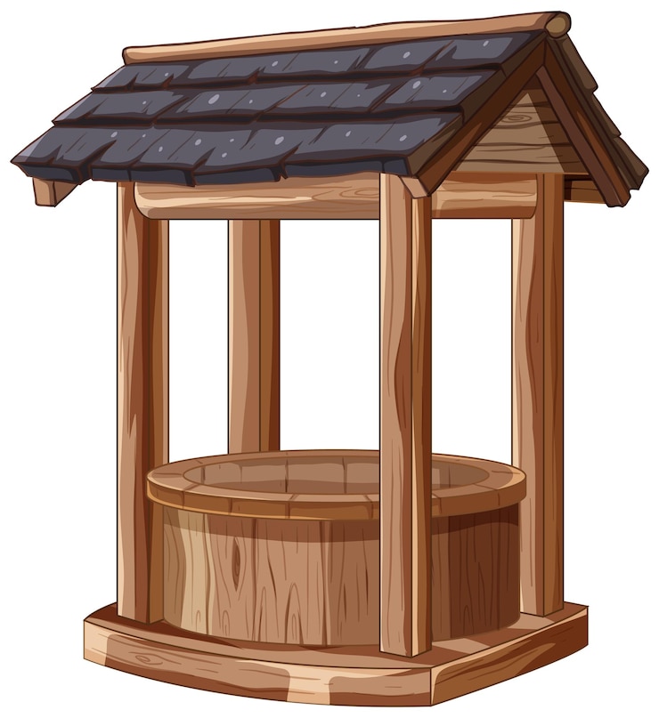 Vector gratuito ilustración de un pozo de madera rústico