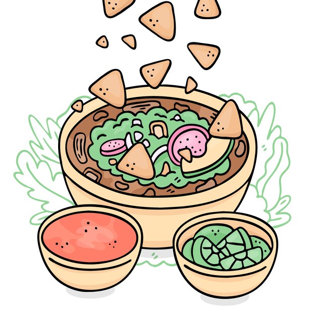 Ilustración de pozole en estilo dibujado a mano