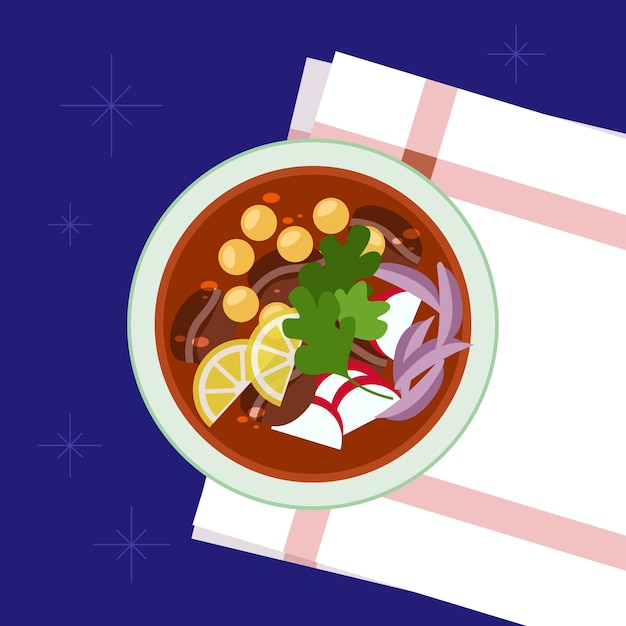 Vector gratuito ilustración de pozole sabroso de diseño plano