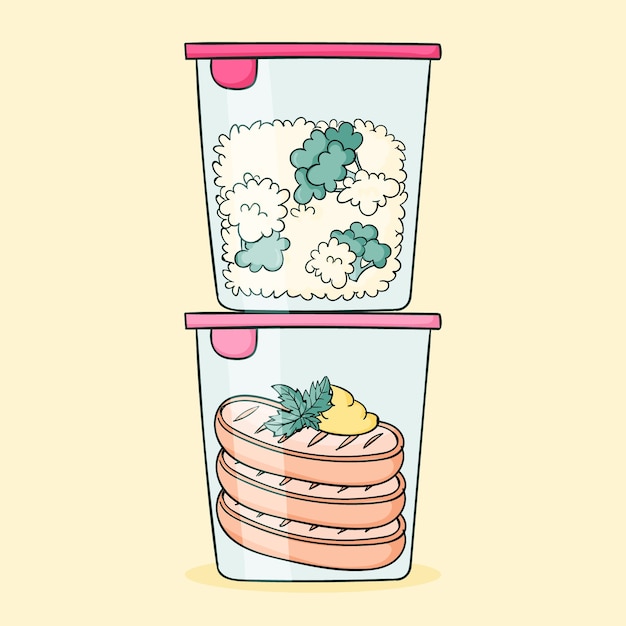 Ilustración de preparación de comida dibujada a mano