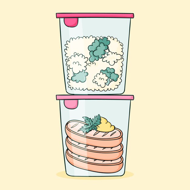 Ilustración de preparación de comida dibujada a mano