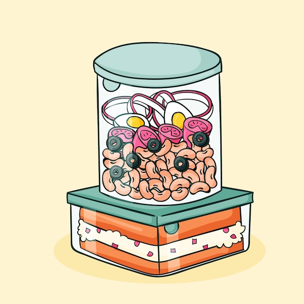 Ilustración de preparación de comida dibujada a mano