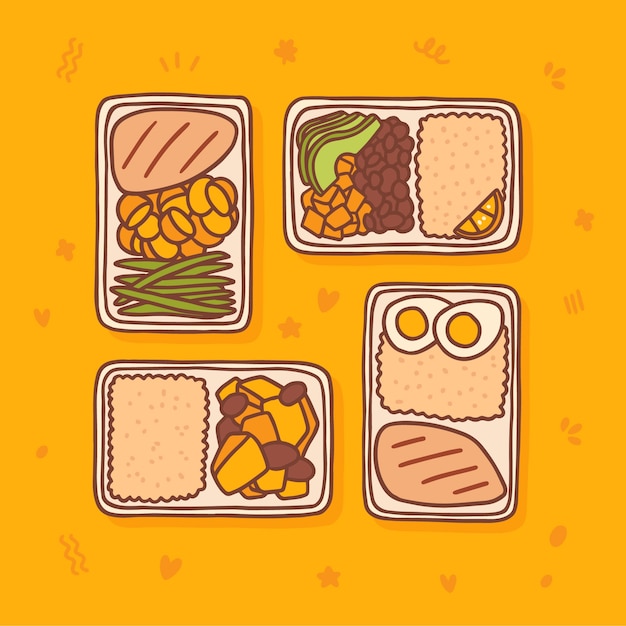 Ilustración de preparación de comida dibujada a mano