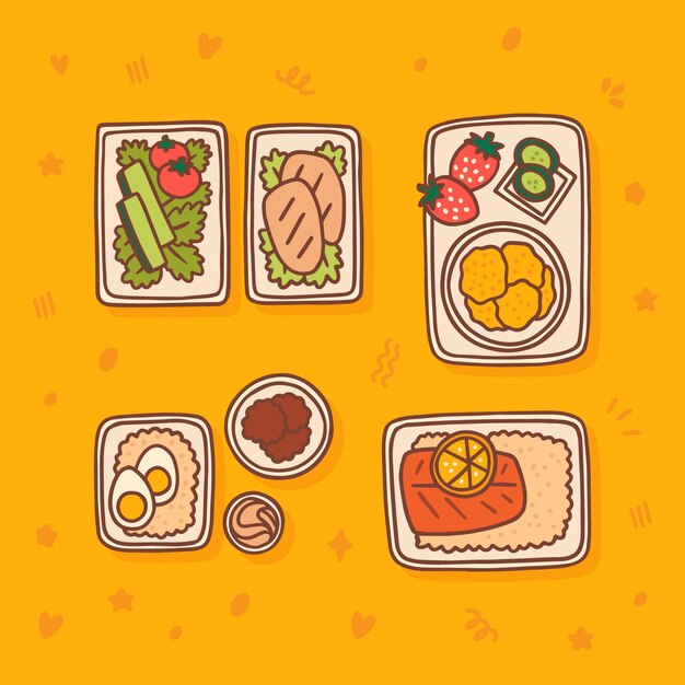 Ilustración de preparación de comida dibujada a mano