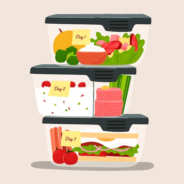 Ilustración de preparación de comida de diseño plano dibujado a mano