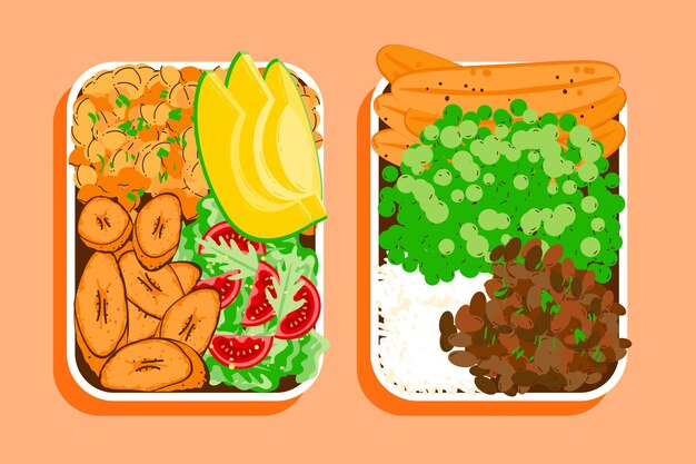 Ilustración de preparación de comida de diseño plano dibujado a mano