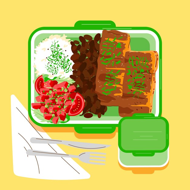 Ilustración de preparación de comida de diseño plano dibujado a mano