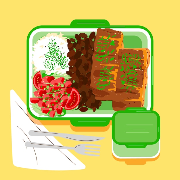 Ilustración de preparación de comida de diseño plano dibujado a mano