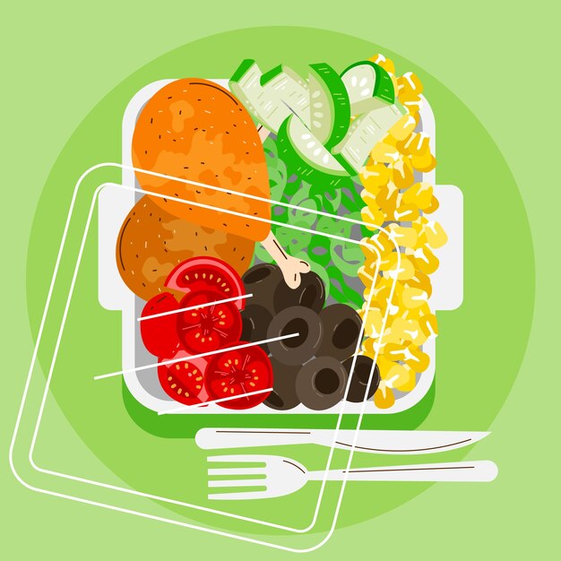 Ilustración de preparación de comida de diseño plano dibujado a mano