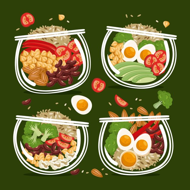 Ilustración de preparación de comida de diseño plano dibujado a mano
