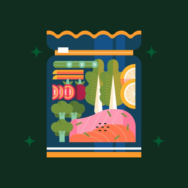 Ilustración de preparación de comida de diseño plano