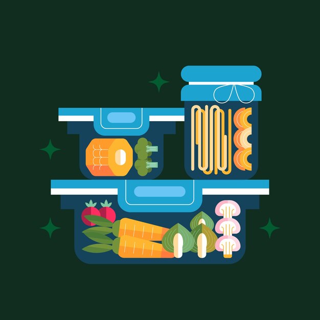 Ilustración de preparación de comida de diseño plano
