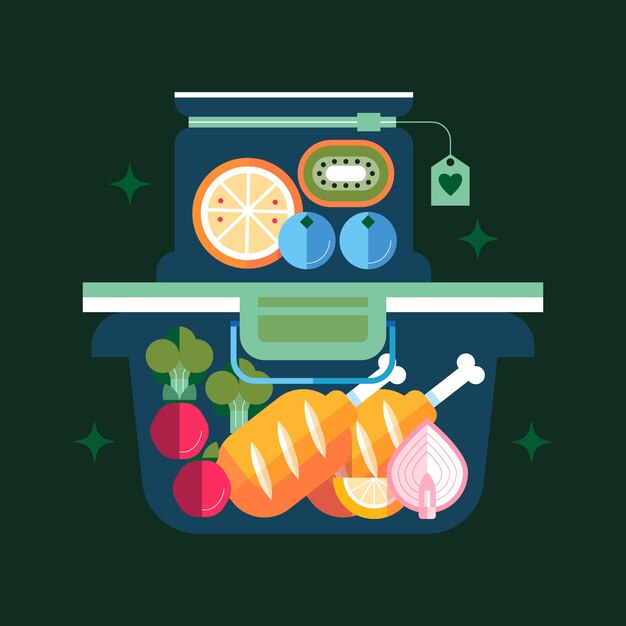 Ilustración de preparación de comida de diseño plano