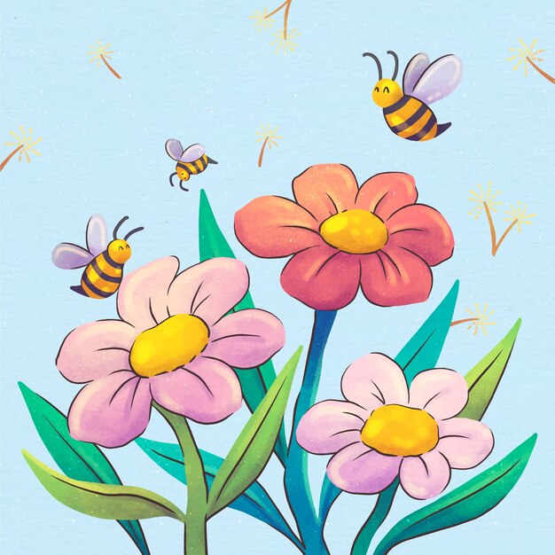 Ilustración de primavera acuarela