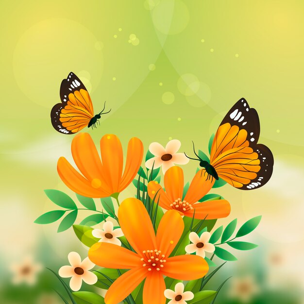 Ilustración de primavera floral realista