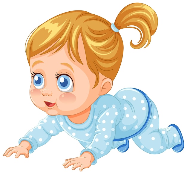 Ilustración del primer arrastre de los adorables bebés